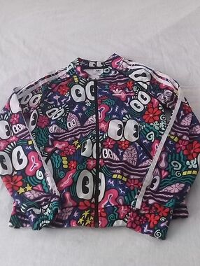 Adidas Women's Floral Zip Up  Printed Jacket Size XS